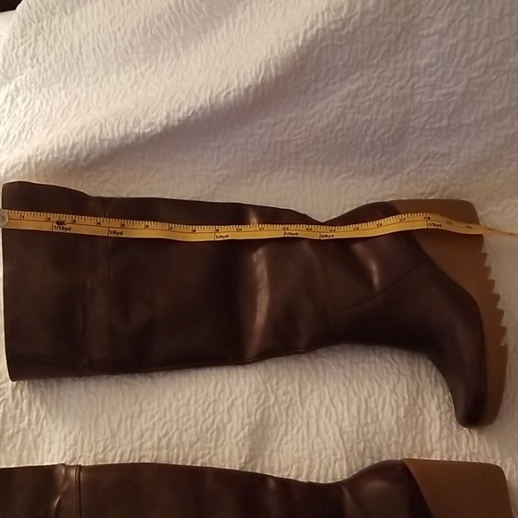 Michael Kors Brown Leather Wedge Boots New - Picture 7 of 12